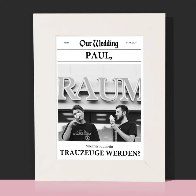 Foto Und Unterschrift: Our Wedding Trauzeuge  - Bilderrahmen