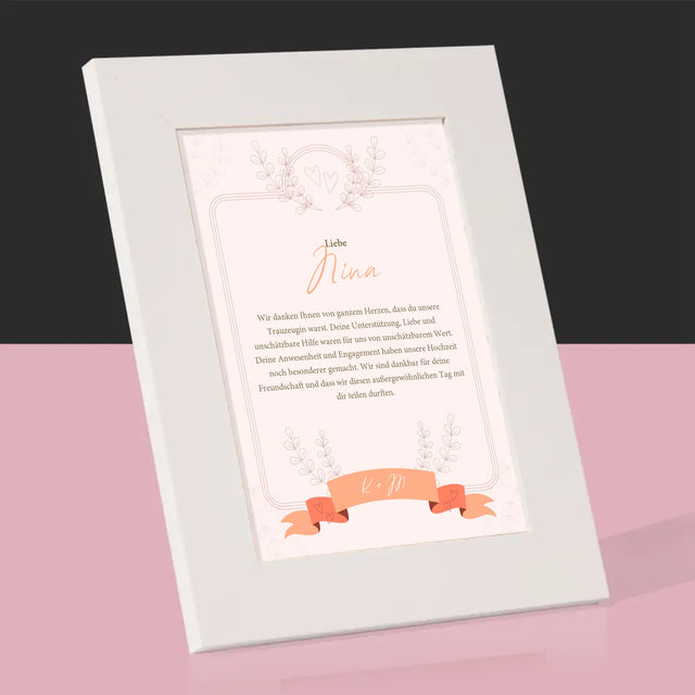Name Und Unterschrift: Dank An Die Trauzeugin - Bilderrahmen
