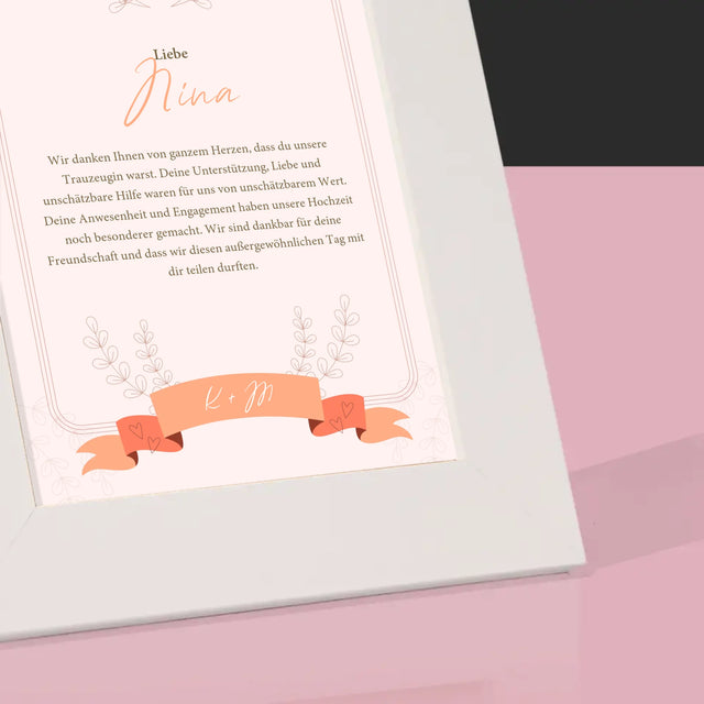 Name Und Unterschrift: Dank An Die Trauzeugin - Bilderrahmen