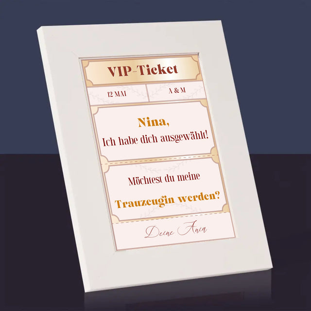 Name Und Unterschrift: Vip-Ticket- Trauzeugin - Bilderrahmen