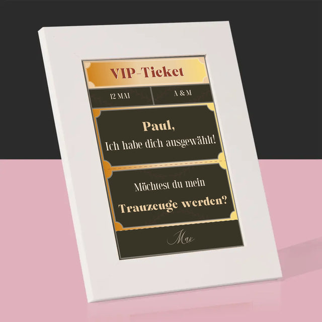 Name Und Unterschrift: Vip-Ticket- Trauzeuge - Bilderrahmen