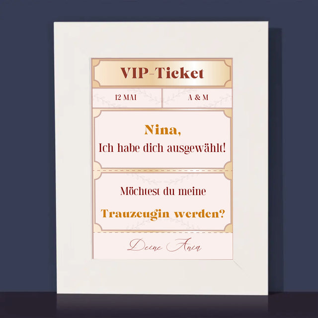 Name Und Unterschrift: Vip-Ticket- Trauzeugin - Bilderrahmen