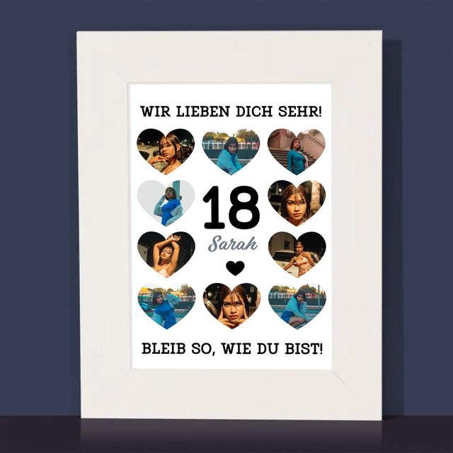 Fotocollage: 18 Herzen - Bilderrahmen