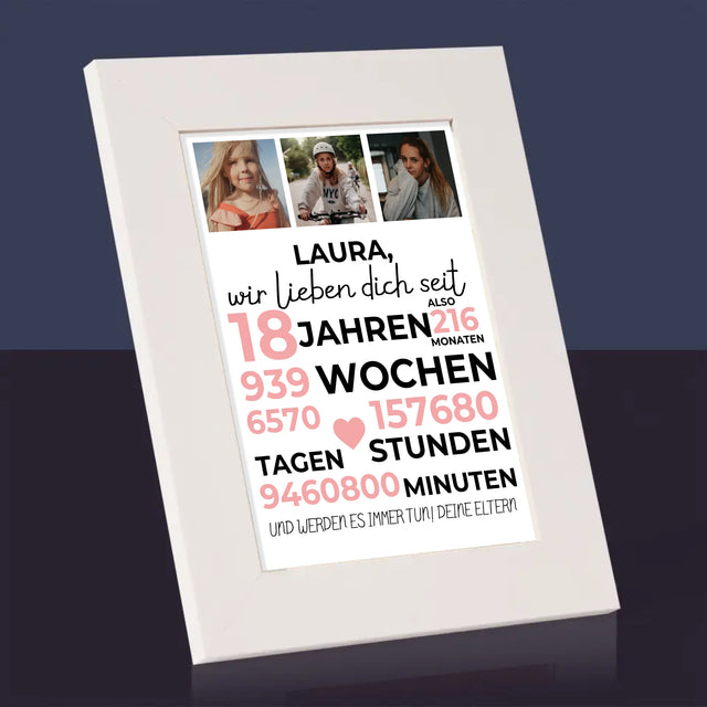 Fotocollage: Wir Lieben Dich Seit 18 Jahren - Bilderrahmen