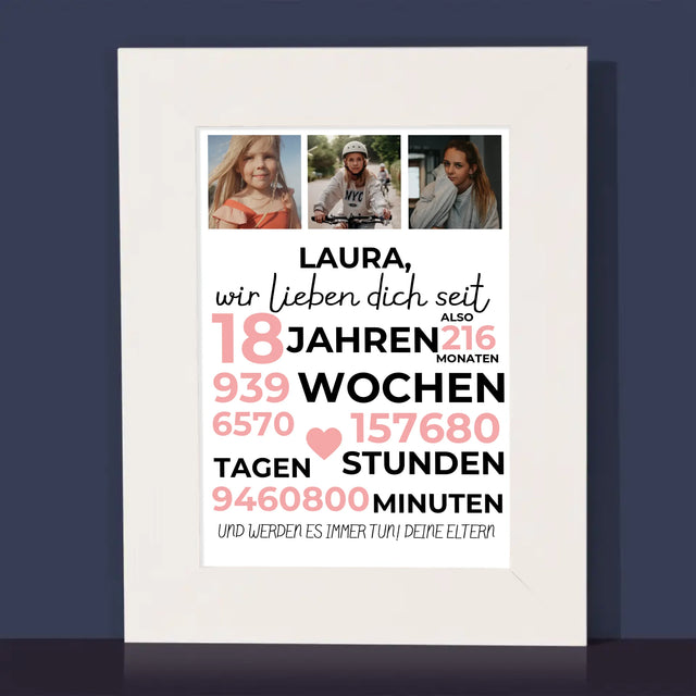 Fotocollage: Wir Lieben Dich Seit 18 Jahren - Bilderrahmen