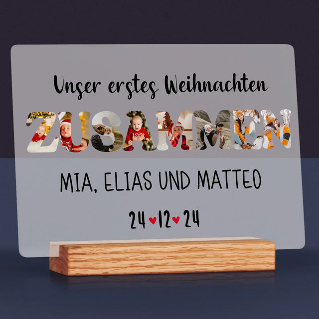 Buchstaben-Collage: Erstes Weihnachten Zusammen - Druck Auf Acrylglas