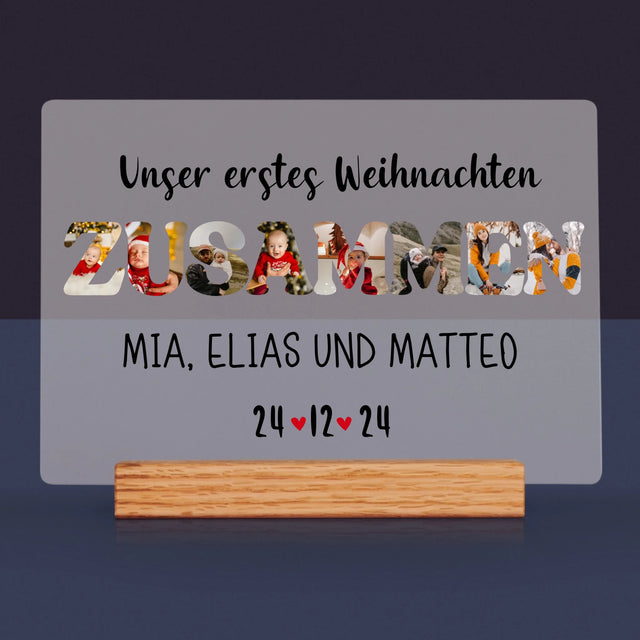 Buchstaben-Collage: Erstes Weihnachten Zusammen - Druck Auf Acrylglas