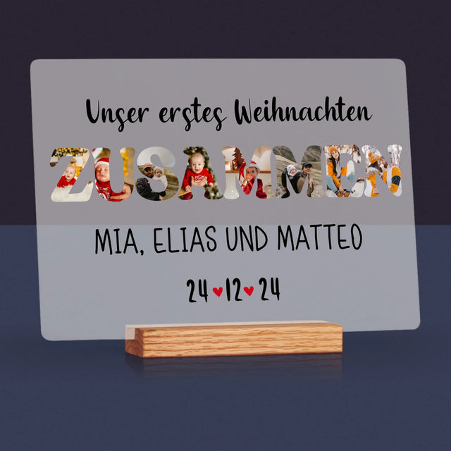 Buchstaben-Collage: Erstes Weihnachten Zusammen - Druck Auf Acrylglas
