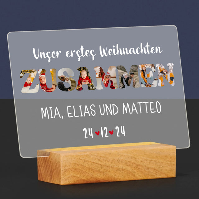Buchstaben-Collage: Erstes Weihnachten Zusammen - Druck Auf Acrylglas