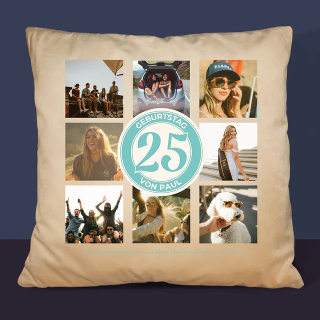 Fotocollage: 25 Geburtstag - Kissen