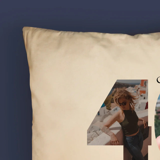 Buchstaben-Collage: 40. Geburtstag - Schöne Momente - Kissen