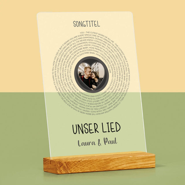 Foto Und Unterschrift: Unser Lied Mit Text - Druck Auf Acrylglas