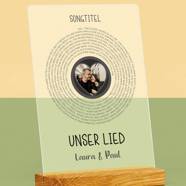 Foto Und Unterschrift: Unser Lied Mit Text - Druck Auf Acrylglas
