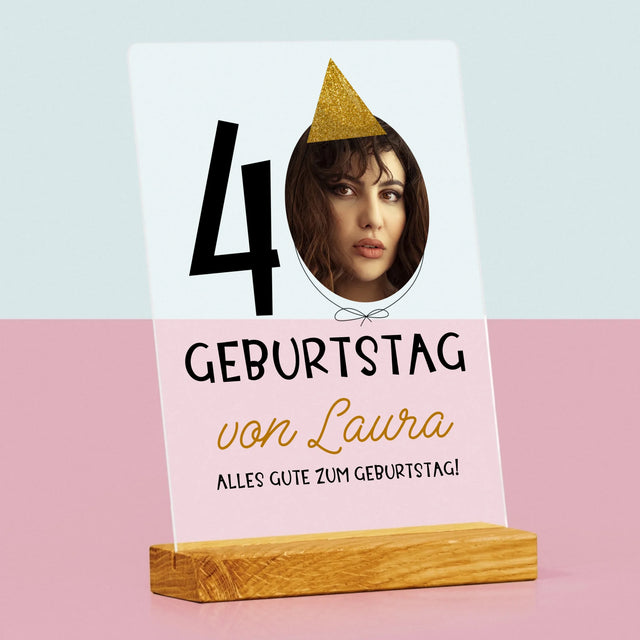 Foto Und Unterschrift: 40. Geburtstag Mütze - Druck Auf Acrylglas