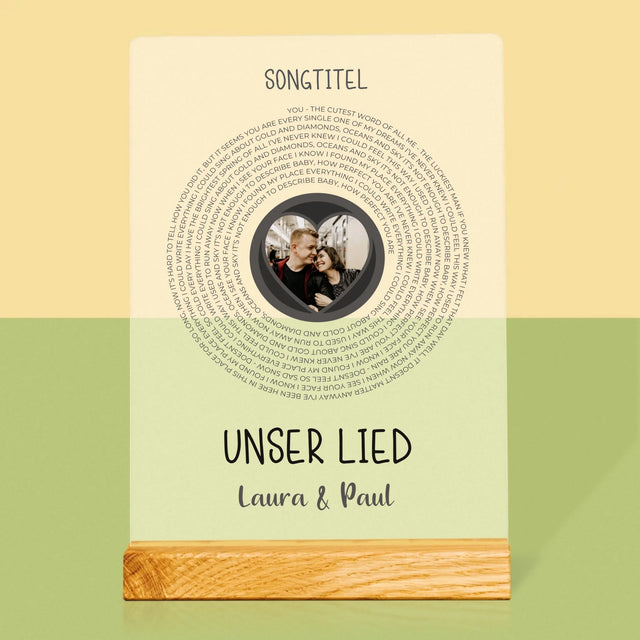 Foto Und Unterschrift: Unser Lied Mit Text - Druck Auf Acrylglas