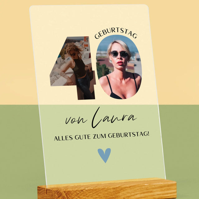 Buchstaben-Collage: 40. Geburtstag - Schöne Momente - Druck Auf Acrylglas