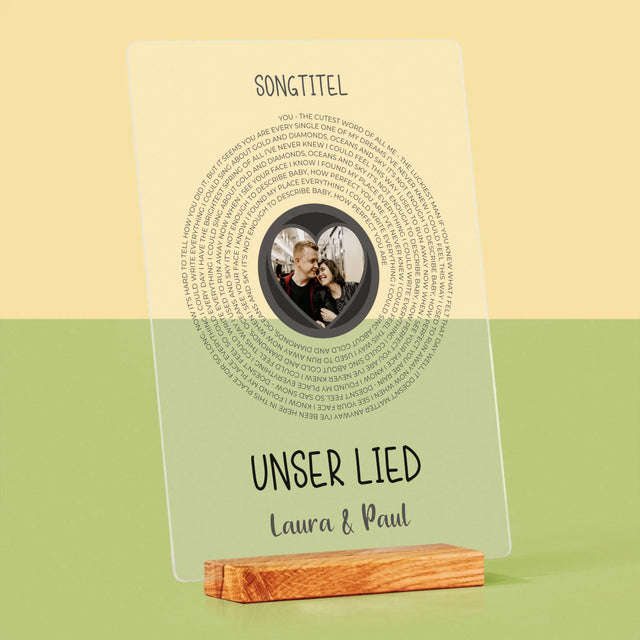 Foto Und Unterschrift: Unser Lied Mit Text - Druck Auf Acrylglas