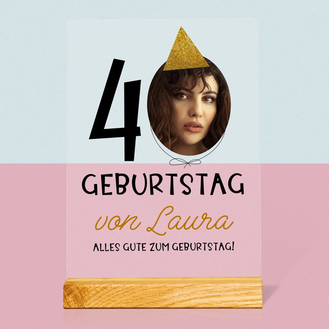Foto Und Unterschrift: 40. Geburtstag Mütze - Druck Auf Acrylglas