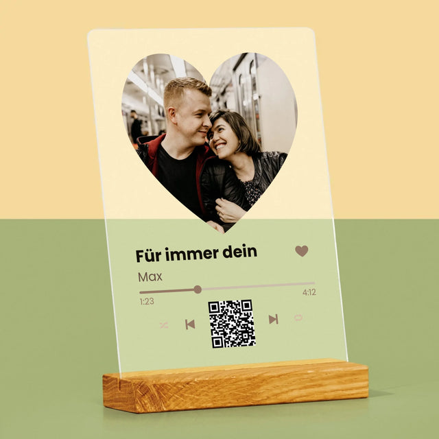 Foto Und Unterschrift: Unser Lied - Herz-Qr-Code - Druck Auf Acrylglas