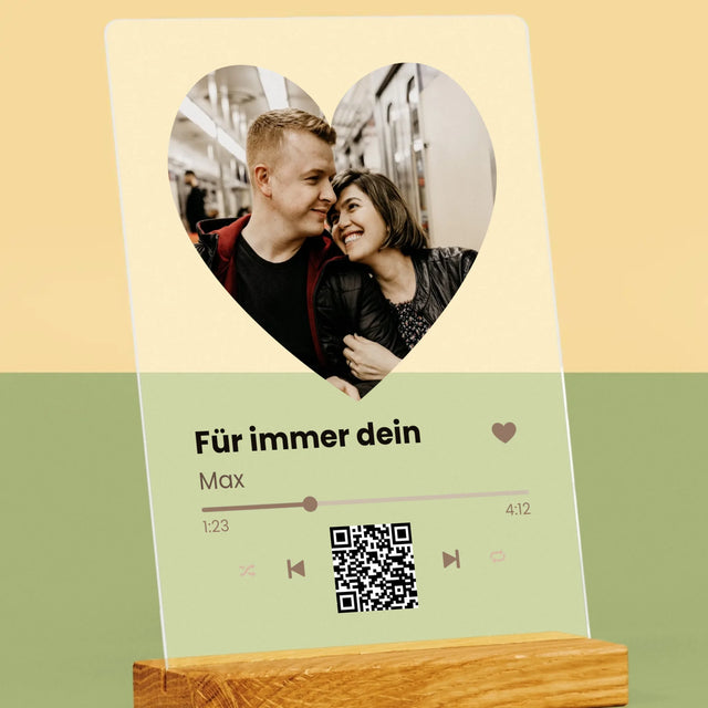 Foto Und Unterschrift: Unser Lied - Herz-Qr-Code - Druck Auf Acrylglas