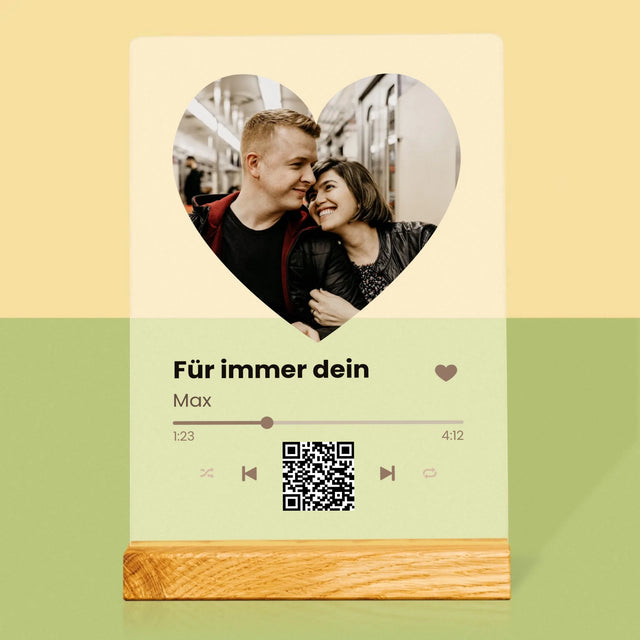 Foto Und Unterschrift: Unser Lied - Herz-Qr-Code - Druck Auf Acrylglas