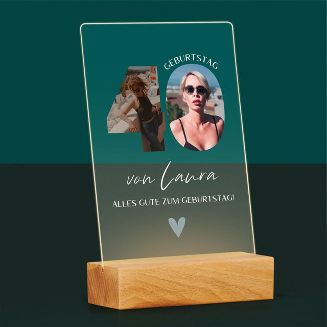 Buchstaben-Collage: 40. Geburtstag - Schöne Momente - Druck Auf Acrylglas