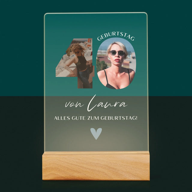 Buchstaben-Collage: 40. Geburtstag - Schöne Momente - Druck Auf Acrylglas