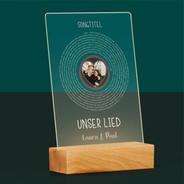 Foto Und Unterschrift: Unser Lied Mit Text - Druck Auf Acrylglas