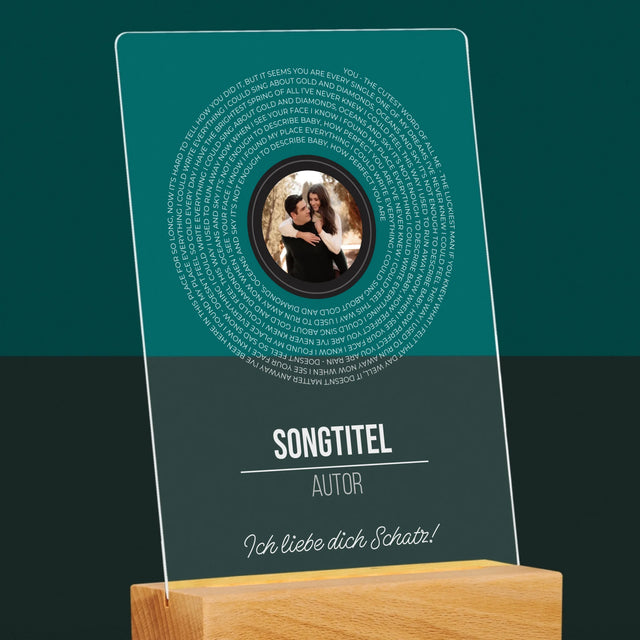 Foto Und Unterschrift: Songtexte Auf Der Platte - Druck Auf Acrylglas