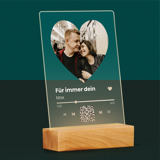 Foto Und Unterschrift: Unser Lied - Herz-Qr-Code - Druck Auf Acrylglas