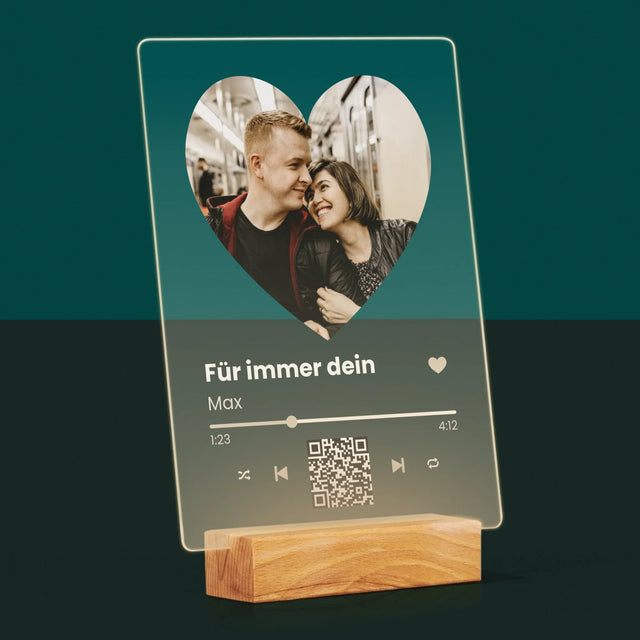 Foto Und Unterschrift: Unser Lied - Herz-Qr-Code - Druck Auf Acrylglas