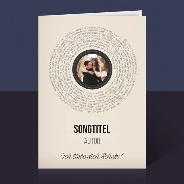 Foto Und Unterschrift: Songtexte Auf Der Platte - Glückwunschkarte