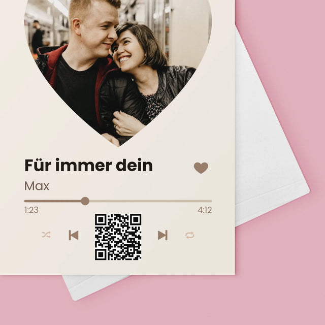 Foto Und Unterschrift: Unser Lied - Herz-Qr-Code - Glückwunschkarte
