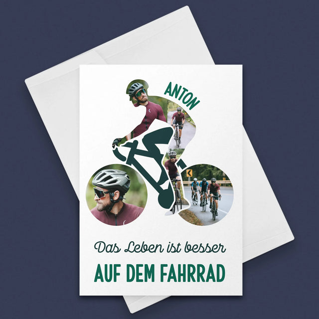 Form-Collage: Das Leben Ist Besser Auf Dem Fahrrad - Glückwunschkarte
