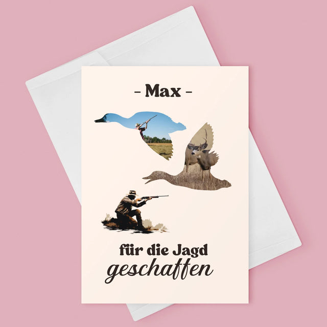 Form-Collage: Für Die Jagd Geschaffen - Glückwunschkarte