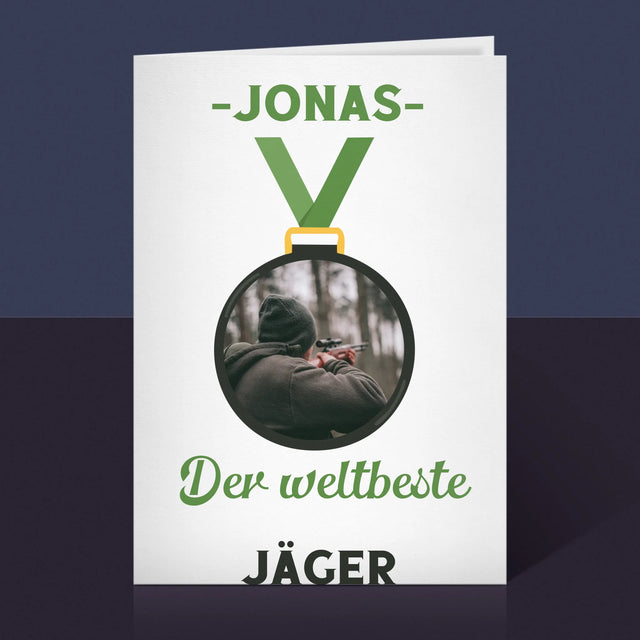 Foto Und Unterschrift: Der Weltbeste Jäger - Glückwunschkarte