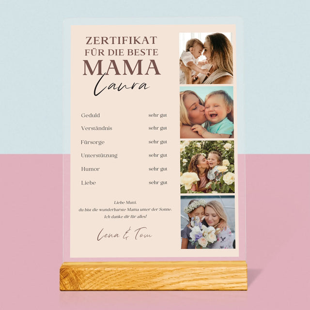 Fotocollage: Zertifikat Für Die Beste Mama - Druck Auf Acrylglas