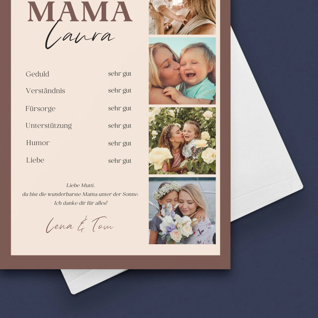 Fotocollage: Zertifikat Für Die Beste Mama - Glückwunschkarte