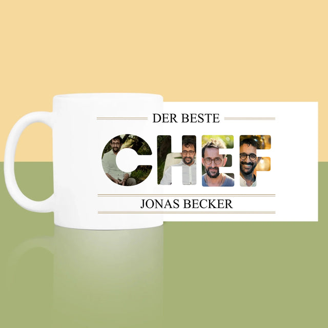 Buchstaben-Collage: Bester Chef 2 - Tasse