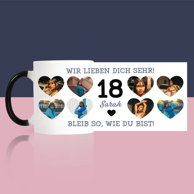 Fotocollage: 18 Herzen - Tasse