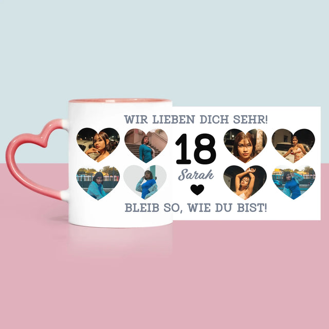 Fotocollage: 18 Herzen - Tasse
