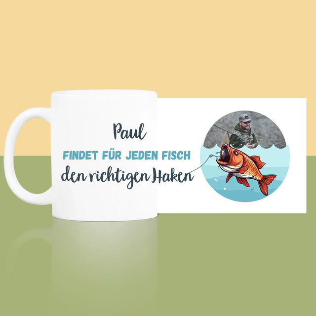 Foto Und Unterschrift: Den Haken Finden - Tasse