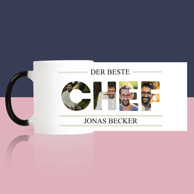 Buchstaben-Collage: Bester Chef 2 - Tasse