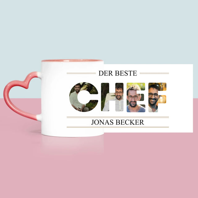 Buchstaben-Collage: Bester Chef 2 - Tasse