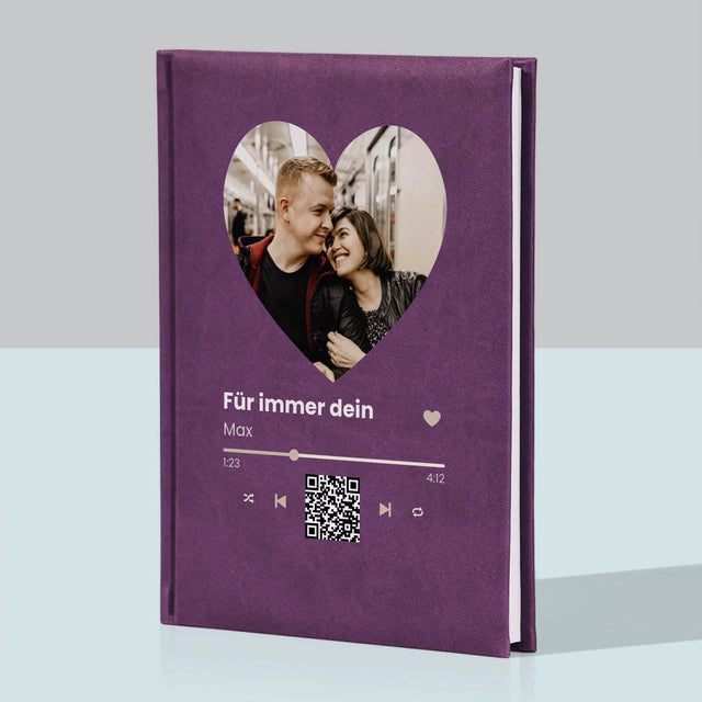 Foto Und Unterschrift: Unser Lied - Herz-Qr-Code - Notizbuch