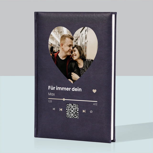 Foto Und Unterschrift: Unser Lied - Herz-Qr-Code - Notizbuch