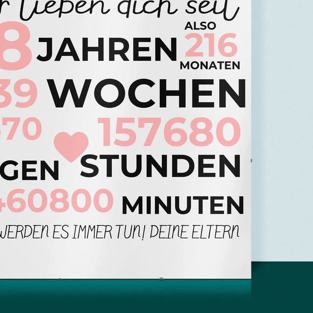 Fotocollage: Wir Lieben Dich Seit 18 Jahren - Poster