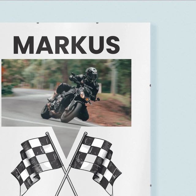 Foto und Unterschrift: Als Erster über die Ziellinie – Personalisiertes Poster | DE