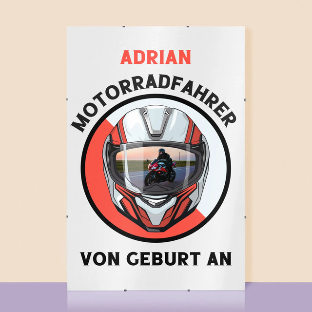 Foto Und Unterschrift: Motorradfahrer Von Geburt An - Poster