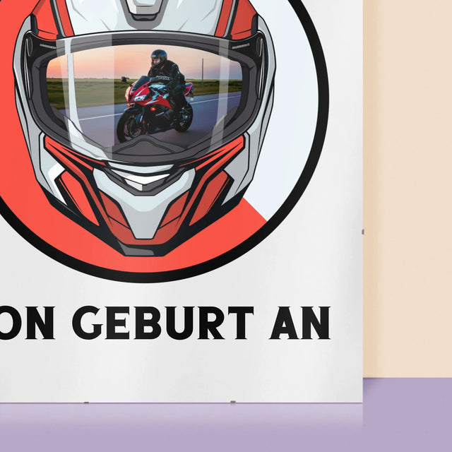 Foto Und Unterschrift: Motorradfahrer Von Geburt An - Poster